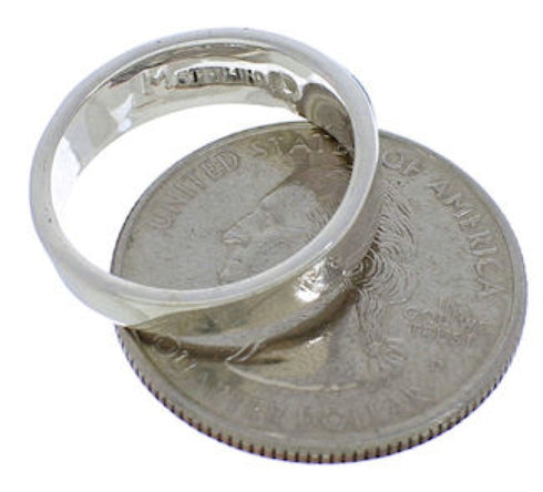 Southwest Sterling Silver Turquoise Inlay Ring Size 5-1/4 UX36909